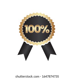 100 % Percent Black Gold Ribbon Badge