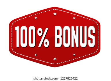 100 percent bonus label or sticker on white background, vector illustration