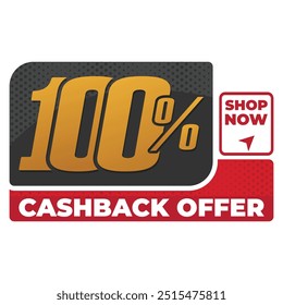 100 Percent Cashback offer business sale label design clipart