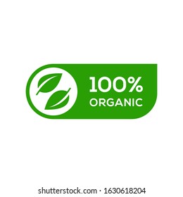 100 Percent Certified Organic Label or Warranty Badge Design Vector