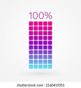 100 percent chart. Vector percentage infographic element. Gradient icon. Sign for download, growth, progress, business, finance, design, battery charge