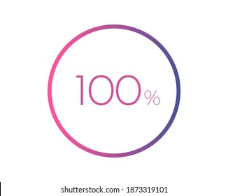 100% percent circle chart symbol. 100 percentage Icons for business, finance, report, downloading