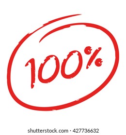 100 percent circled red mark