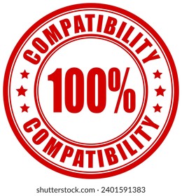 100 percent compatibility round vector label on white background, assurance business seal