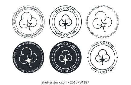 100 percent cotton label set vector template