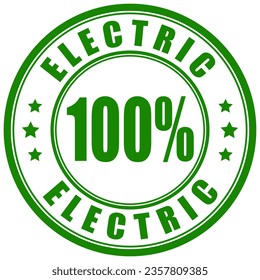 100 percent electric vector label isolated on white background