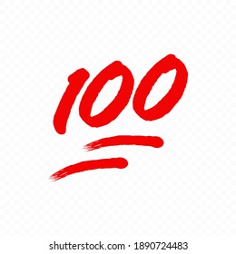 100 percent emoji. One hundred percent sign. Vector EPS 10. Isolated on transparent background