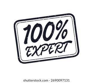 100 Percent Expert Stamp in Vector Black skill