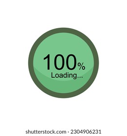 100 percent filled round loading. 100% loading or charging symbol. Progress, waiting, transfer, buffering or downloading icon. Infographic element for website or mobile app interface.