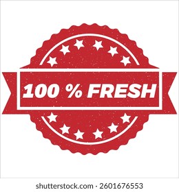 100 Percent Fresh round stamp icon grunge distressed style
