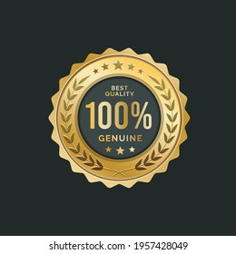 100 Percent genuine product golden medal Premium Vector