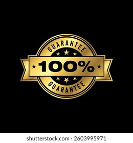 100 Percent Guarantee Golden Stamp Seal Vector Template