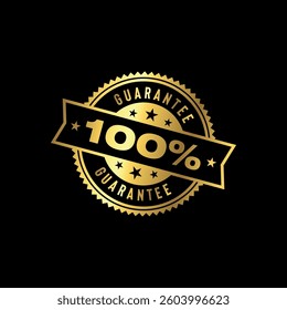 100 Percent Guarantee Golden Stamp Seal Vector Template