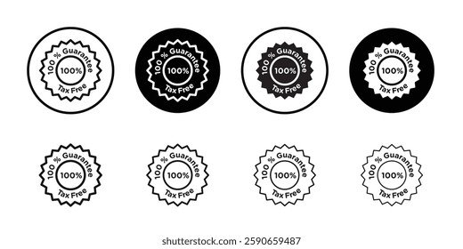 100 percent Guarantee Tax Free icon line art vector