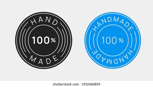 100 percent handmade emblem. Handcraft icon sign vector design.