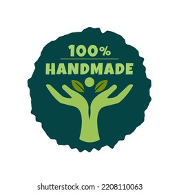 100 percent handmade label logo icon sticker badge. Eco and bio natural products.Vector illustration
