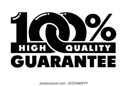 100 percent high quality guarantee. Quality guarantee stamp. Vector on transparent background.