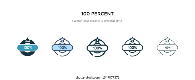 100 percent icon in different style vector illustration. two colored and black 100 percent vector icons designed in filled, outline, line and stroke style can be used for web, mobile, ui