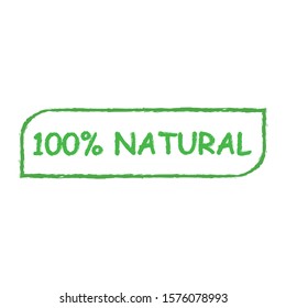 100 percent label natural production. Vector eco organic green stamp.