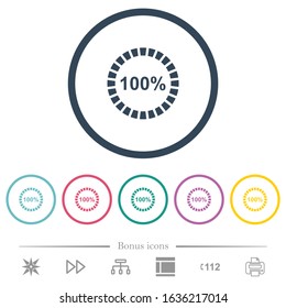 100 percent loaded flat color icons in round outlines. 6 bonus icons included.