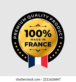 100 percent made in France icon. premium quality label badge. Vector Illustration