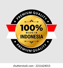 100 percent made in Indonesia icon. premium quality label badge. Vector Illustration