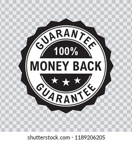 100 percent money back Guarantee Icon in black Color and transparent background