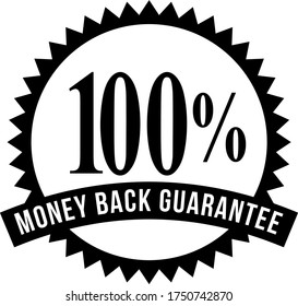 100% Percent Money Back Guarantee Stamp Mark Seal Sign Black and White