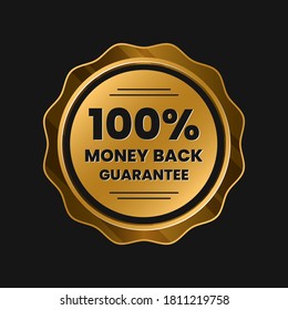 100 Percent Money Back Guarantee Online Payment Label Vector