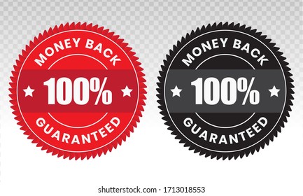 100 percent money back label vector flat icon for customer satisfaction guarantee on a transparent background
