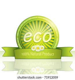 100 percent natural button icon - Eco promo sticker. Vector
