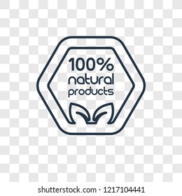 100 percent natural concept vector linear icon isolated on transparent background, 100 percent natural concept transparency concept in outline style