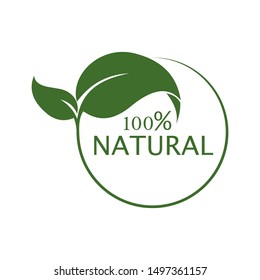 100 percent Natural.  flat style logo. isolated. on white background 