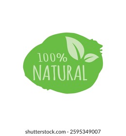 100 Percent Natural Food Stamp Banner Seal Illustration Design Vector Template