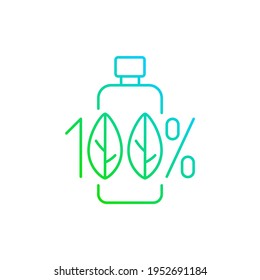 100% natürliche Farbverlauf-Linear-Vektorsymbol. Schädliche chemische Zusätze. Ökologische Bewegung. Professionelle Hautpflege. Dünne Farbsymbole. Modernes Piktogramm. Vektor-einzelne Rahmenzeichnung