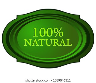 100 Percent Natural Green Emblem. 
