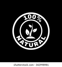 The 100 percent natural icon. Eco and bio, ecology symbol. Flat Vector illustration