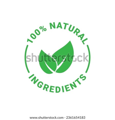 100 percent natural ingredients vector label