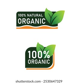 100 percent natural label sticker badge Vector, Vector 100% organic food product certified badge label sticker.