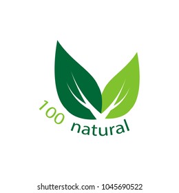 100 percent natural label. Vector illustration.