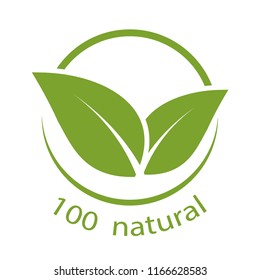 100 percent natural label. Vector illustration.