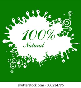 100 % percent natural label. Vector Illustration