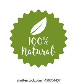 100 percent natural label. Vector illustration.