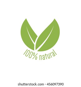 100 percent natural label. Vector illustration.
