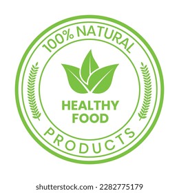 100 Percent Natural Product Badge, Healthy Food Label, Emblem, Sticker, Organic Vector Illustration, Logo Design For Organic Food