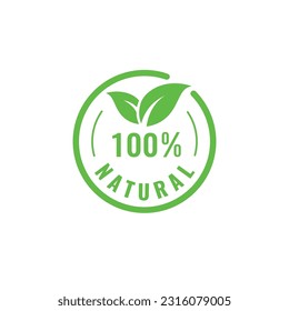 100 Percent natural Product Label Sign Vector
