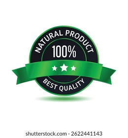 100% percent natural product label stamp badge vector design
