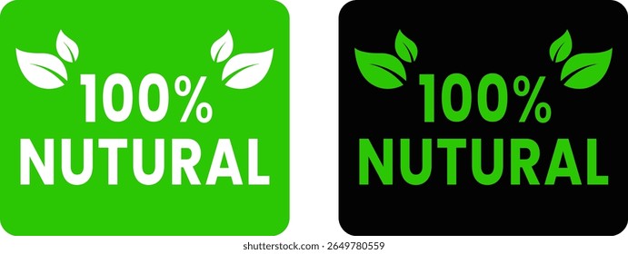 100 Percent Natural Product Label Stickers for Organic, Eco-Friendly, Herbal, Vegan Branding, Use on Packaging, Bottles, Jars, Boxes, Bags
