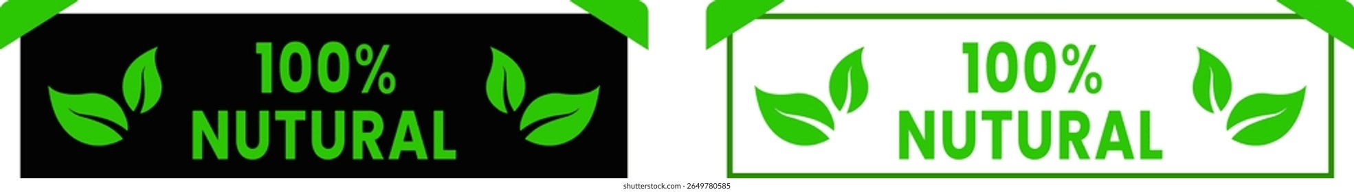 100 Percent Natural Product Label Stickers for Organic, Eco-Friendly, Herbal, Vegan Branding, Use on Packaging, Bottles, Jars, Boxes, Bags