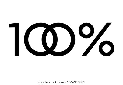 100% or 100 percent number design flat vector icon for apps and websites